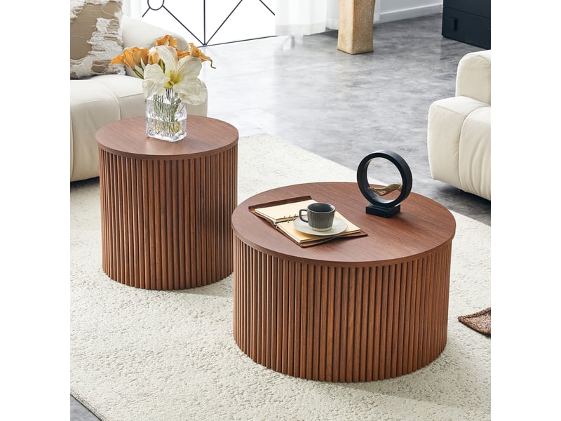  Tables basses gigognes rondes avec rangement, lot de 2 evryae  - Conforama D