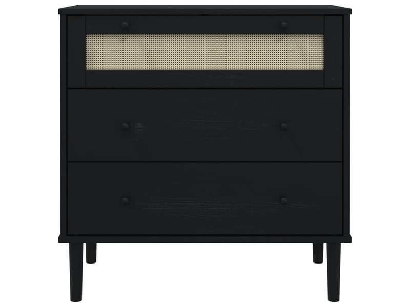  Commode, armoire à tiroirs bureau senja aspect de rotin noir bois de pin solide  - Conforama E