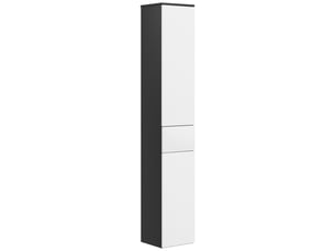Colonne de salle de bain en bois gain de place avec 2 placards et un tiroir, 30 x 28 x 180 cm, noire