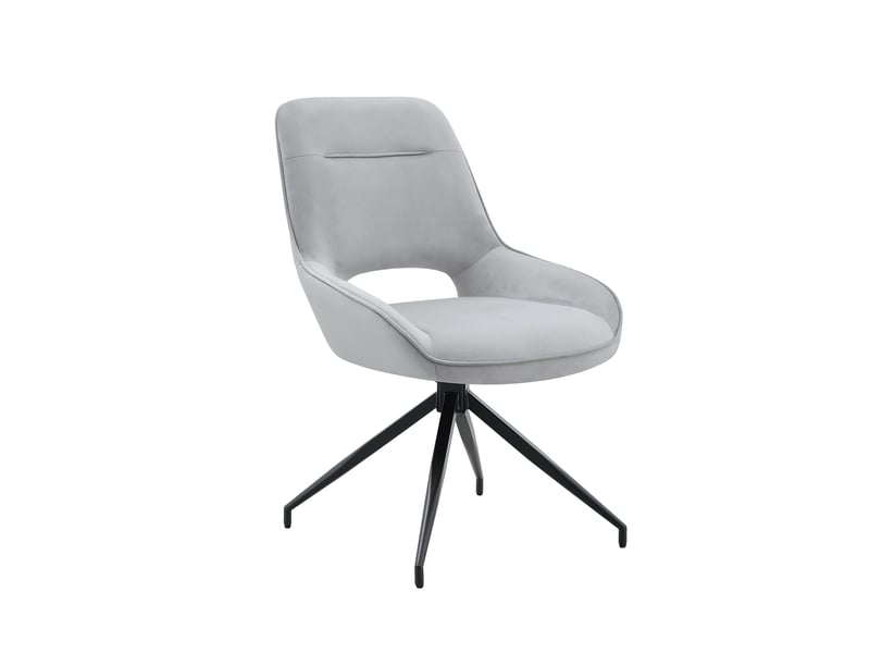  Chaise de salle à manger pivotante 360° lot de 2 avec assise rembourrée, en velours gris clair et métal noir  - Conforama A