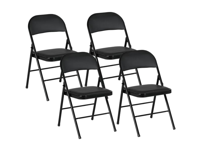  Lot de 4 chaises pliantes noires en similicuir avec structure métallique  - Conforama A