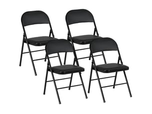 Lot de 4 chaises pliantes noires en similicuir avec structure métallique