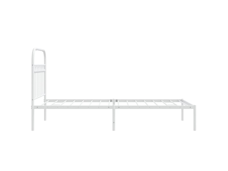  Lit simple- lit adulte -  cadre de lit métal sans matelas avec tête de lit blanc 90x190cm  - Conforama D