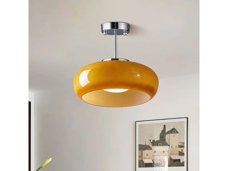  Plafonnier chrome 12 w ø28 cm, design moderne mid-century, lampe de plafond nordique  - Conforama C