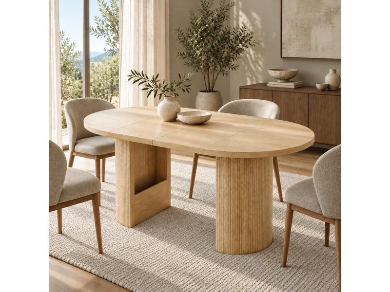  Table à manger extensible 4 à 8 personnes, couleur chêne, 90 à 160 cm  - Conforama B