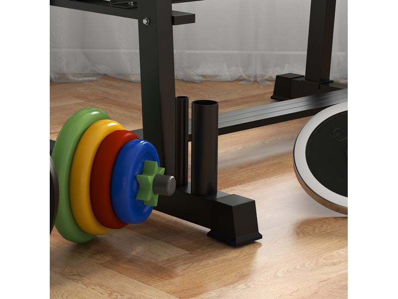  Support d'haltères 3 niveaux en acier noir, 200 kg, pour haltères, kettlebells, disques et barres, 131 x 75 x 80 cm  - Conforama D