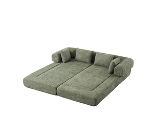 Canapé convertible modulable 2 places 4 en 1 avec dossier réglable et 4 coussins en chenille vert