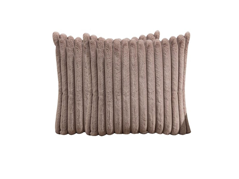  Lot de 2 housses de coussin 45 x 45 cm peluche camel clair chicfurn  - Conforama A