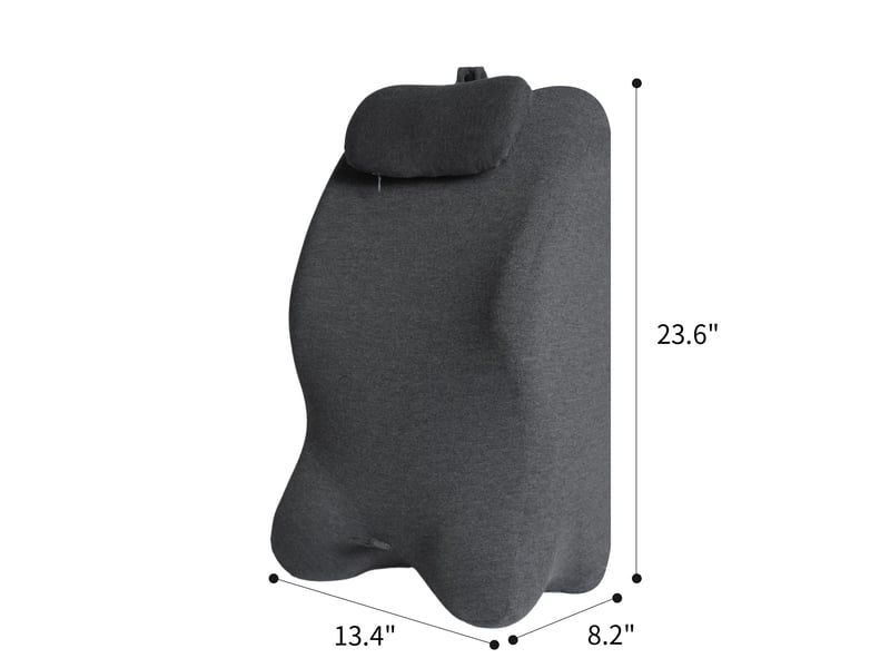 Coussin biseauté ergonomique en mousse à mémoire de forme 56x34x20,8 cm – coussin cale incliné à 27° pour sommeil, surélévation des jambes, soulagement du dos et lecture – housse lavable – gris foncé - Conforama B