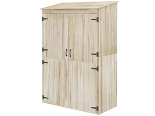 Armoire de jardin en bois 2 portes 2 étagères toit incliné 120 x 57 x 183 cm naturel