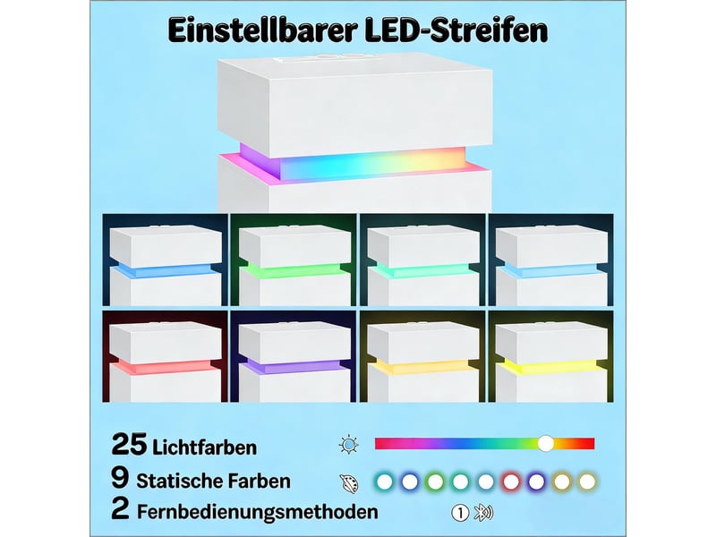  Table de chevet,40x35x55 cm,led, station de charge et 2 tiroirs,blanche  - Conforama E