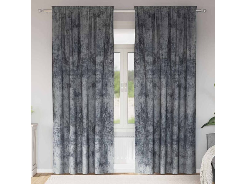 Lot de 2 rideaux en velours, rideaux de fenêtre gris argenté 225 x 140 cm velours cf44218 - Conforama B
