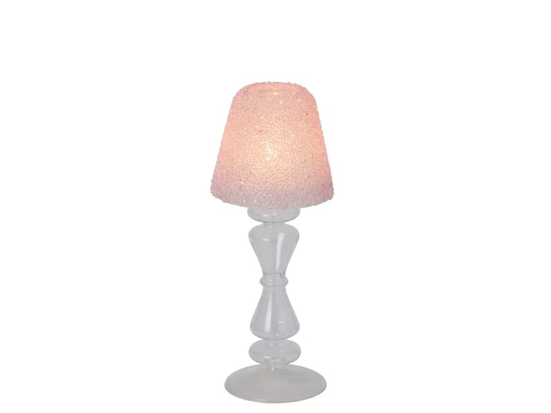  Photophore lampe en verre silje 26cm rose  - Conforama B