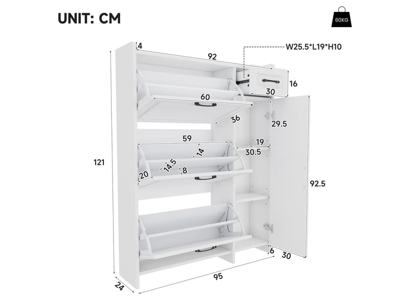  Vicco coiffeuse, blancblanc brillant, 51.4cm  - Conforama D