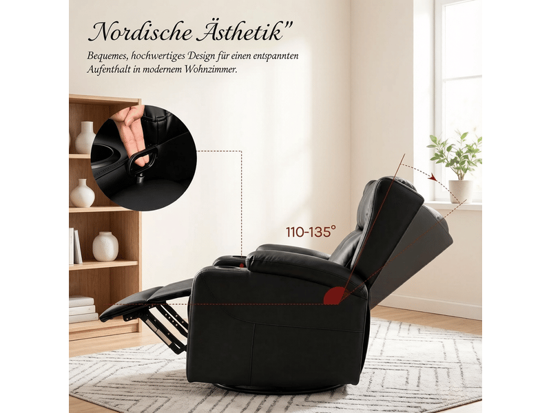  Fauteuil relax pivotant avec repose-pieds réglable, fauteuil tv élégant pour salon, 1 pièce  - Conforama E