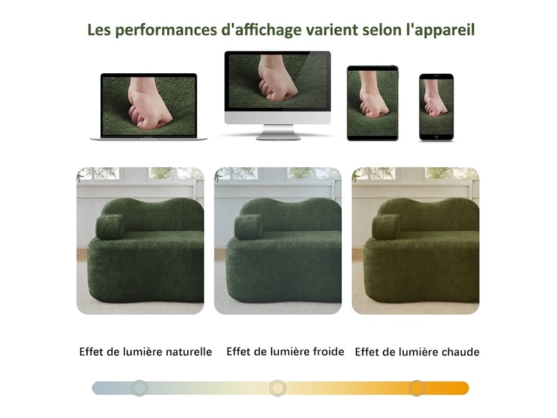  Canapé modulable 3 places d'angle en velours vert avec pouf - mousse 32d assise profonde  - Conforama D