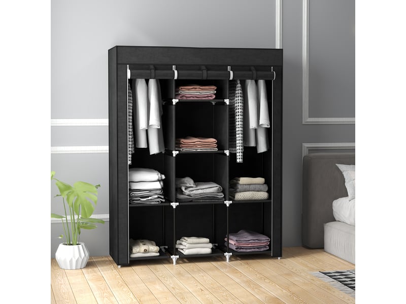  Armoire en tissu, gain de place, 8 étagères, 125 x 43 x 162,5 cm, noire  - Conforama D