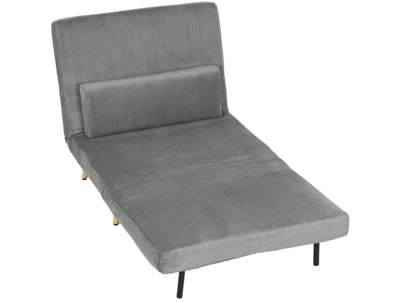  Fauteuil-lit tcqpz 3-en-1 convertible 90 x 190 cm dossier 6 positions velours côtelé gris foncé  - Conforama D