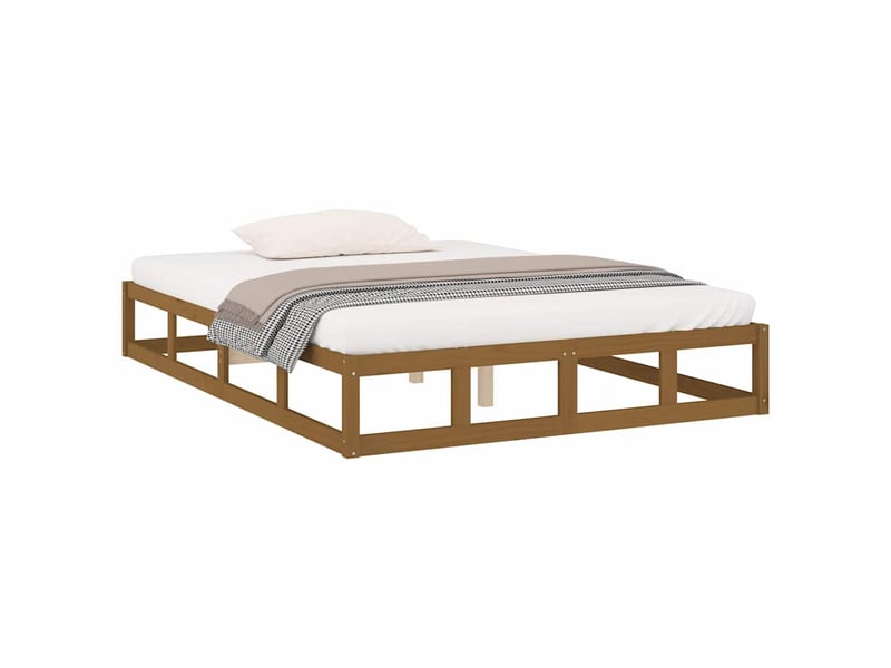  Lit double- lit adulte -  cadre de lit sans matelas marron miel 150x200 cm bois massif  - Conforama B