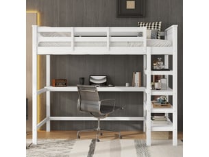 Lit mezzanine 140x200 cm <strong>ZOVIRA</strong>  <strong></strong> coloris blanc
