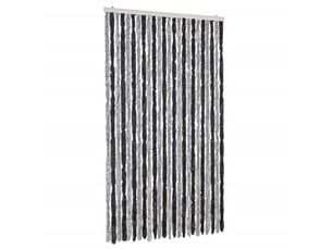 Rideau anti-mouches, moustiquaire gris et noir 100x230 cm chenille cf43546