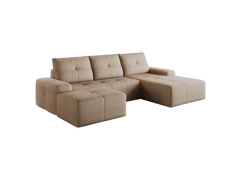  Canapé d'angle 262 cm en l avec méridienne à droite et pouf, canapé nuage en mousse compressée sous vide, ensemble confortable pour salon, kaki OPULERANE TRADING LTD - Conforama A