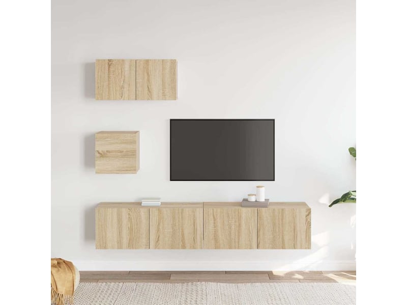  Ensemble de meubles tv 4 pcs chêne sonoma bois d'ingénierie shl87562  - Conforama C