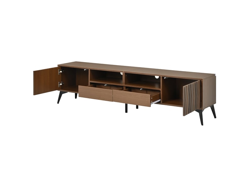  Meuble tv 180 cm avec 2 portes et 2 tiroirs, finition noyer  - Conforama D