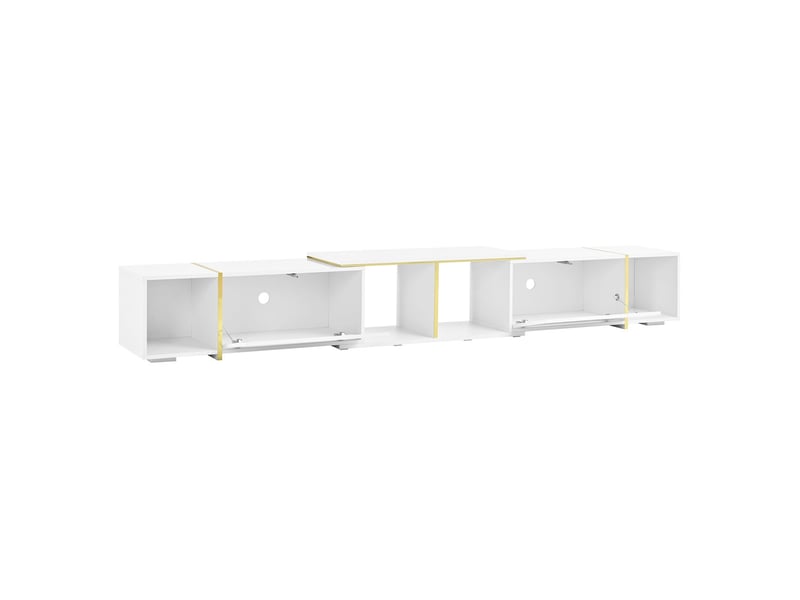  Meuble tv façades brillantes meuble de salon design moderne compartiments ouverts panneau de particules  - Conforama A