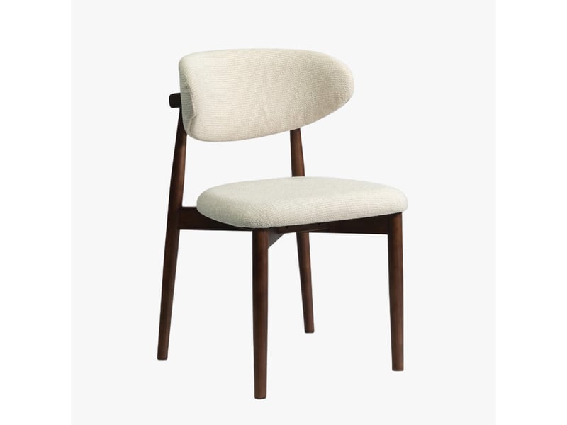  Lot de 2 chaises en tissu bouclette beige pieds en chêne massif foncé  - Conforama E