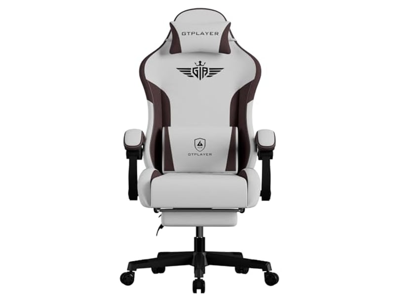  Gtplayer chaise gaming ergonomique avec soutien lombaire et dossier large - tissu marron GT831-BR - Conforama A