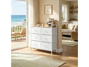 Commode 6 tiroir(s) LPOSPI coloris blanc largeur 80 cm