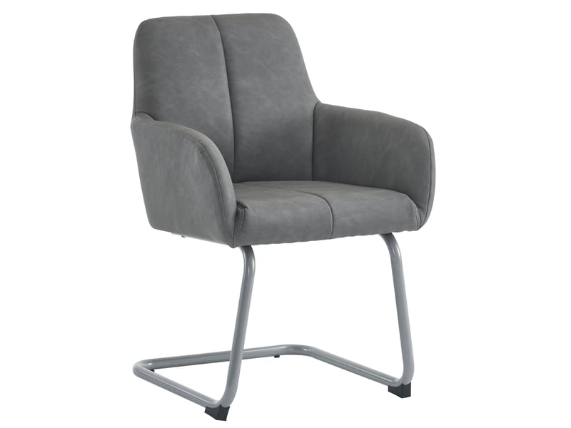  Lot de 2 chaises de salle à manger,avec accoudoirs,cuir microfibre,gris  - Conforama D