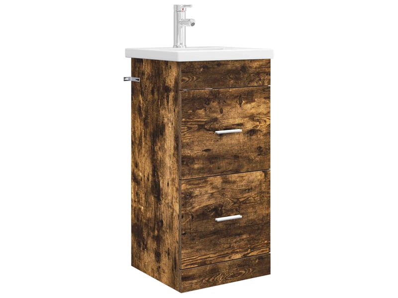  Meuble de salle de bain avec évier chêne fumé 42x40x84.5 cm shl2431  - Conforama A