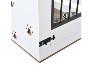 Meuble boîte 80x54x63 cm avec station d’alimentation intégrée mdf métal blanc et bois clair