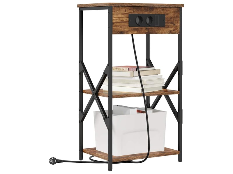  Table de chevet avec étagère 2 pièces chêne fumé 41 x 31 x 76 cm  - Conforama C