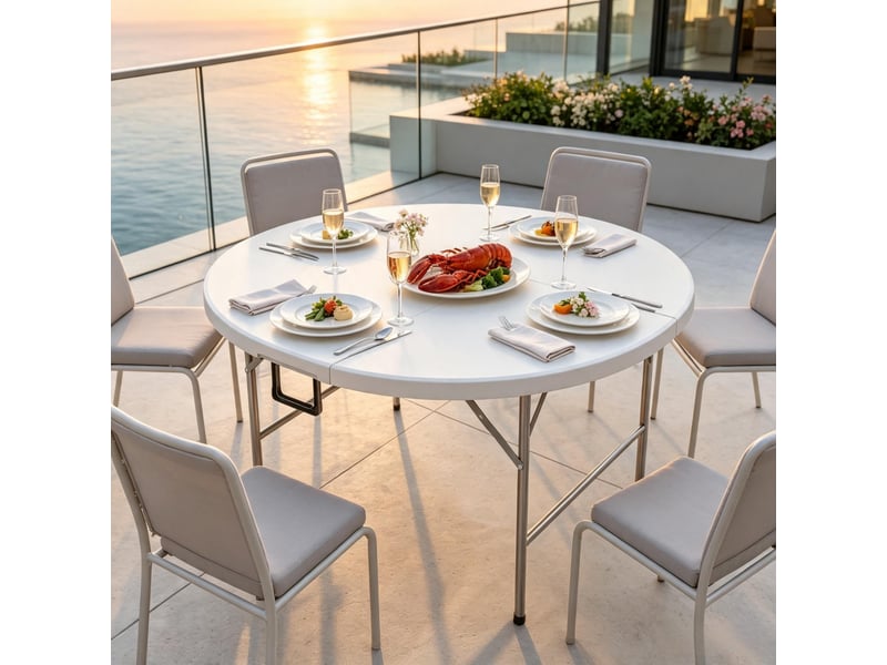  Table ronde pliable de jardin, table à manger moderne, structure robuste, multifonctionnelle  - Conforama D