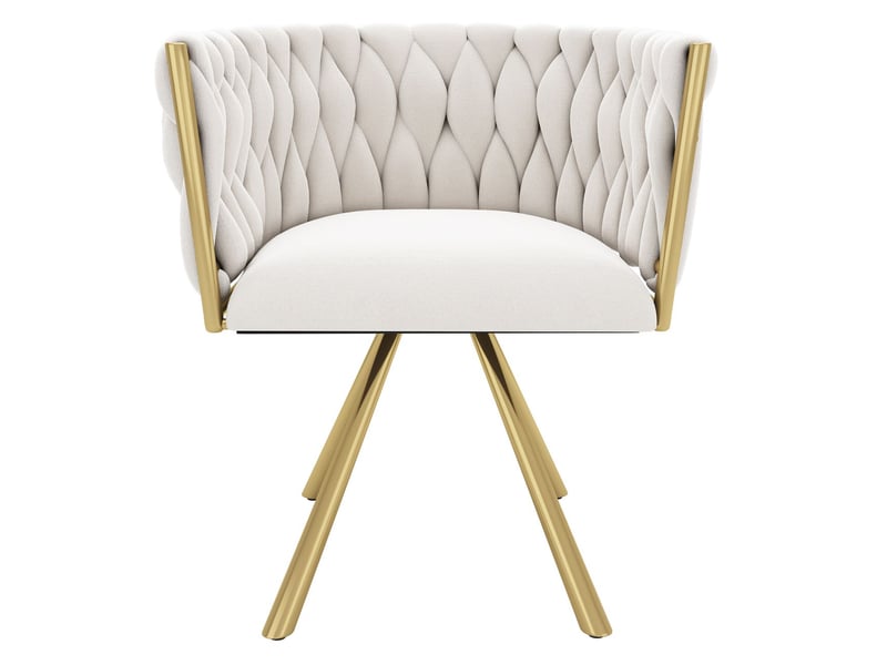  Ensemble de 6 chaises de salle à manger, velours beige et or, rembourrées, rotatif 360°, dos ergonomique, structure métallique  - Conforama A