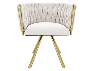 Ensemble de 6 chaises de salle à manger, velours beige et or, rembourrées, rotatif 360°, dos ergonomique, structure métallique