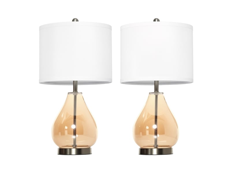  Lot de 2 lampes de table, lampes de chevet avec douille e27 (lin), 40 w max., pour salon, ø 30 x 56 cm, blanches  - Conforama A