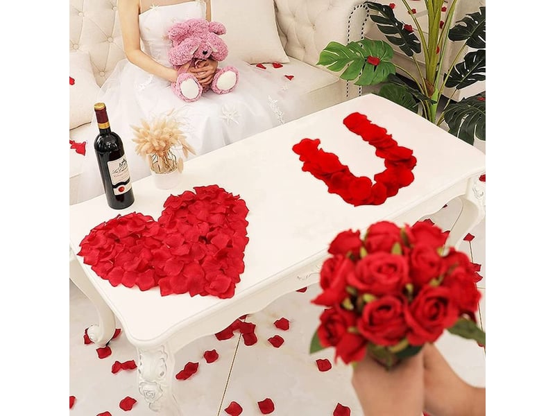 Petales de rose artificiels - en soie - rouge - 4 5 x 5 5 cm - pour decoration mariage fete romantique - 3500 unites - Conforama E