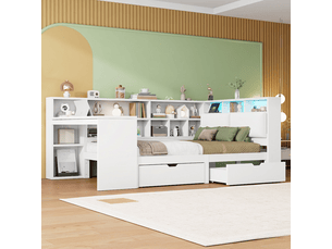 Lit avec rangement 140x200 cm <strong></strong>  <strong></strong> coloris blanc