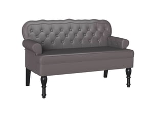 Banc chesterfield, canapé 2 places gris 119,5x64,5x75 cm cuir synthétique