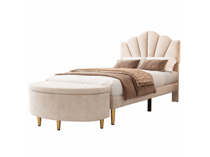 Lit simple 90x200 cm <strong></strong>  <strong></strong> coloris beige