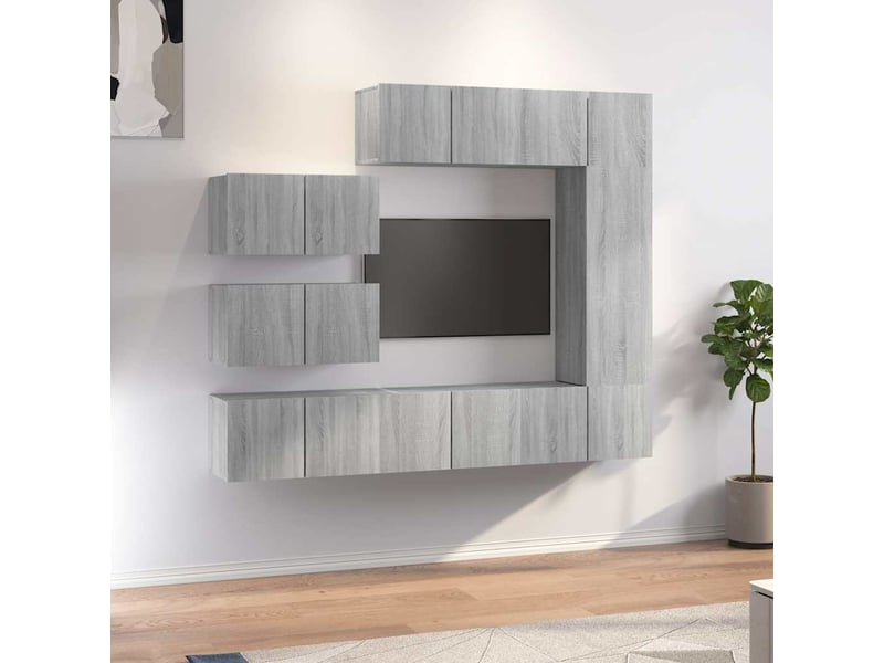  Ensemble de meubles tv - banc tv - meuble de rangement 8 pcs sonoma gris bois d'ingénierie  - Conforama B