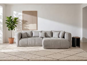 Canapé d'angle droit fixe  NAPOLI 4 places Tissu Beige