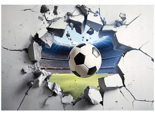 Papier peint panoramique intissé garçon football gris - 300x210 cm - papier peint enfant