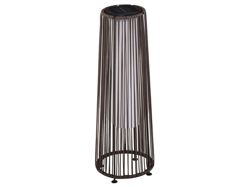  Lampe de sol solaire extérieure en polyrotin marron lanterne led crépusculaire ip44 pour terrasse  - Conforama A