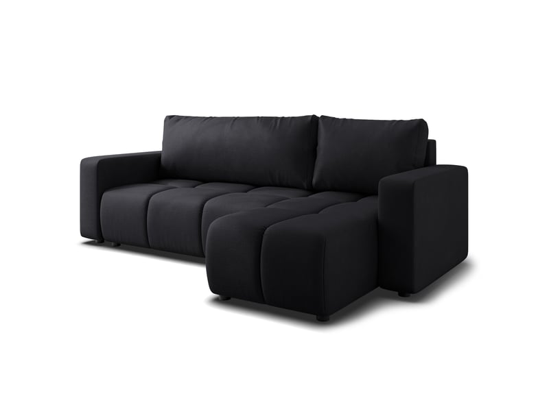  Canapé d'angle ramil, tissu peluche noir  - Conforama A