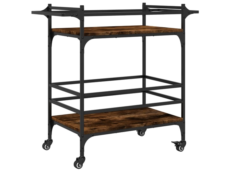  Desserte de cuisine, chariot de rangement chêne fumé 82x40x78,5 cm bois d'ingénierie  - Conforama A